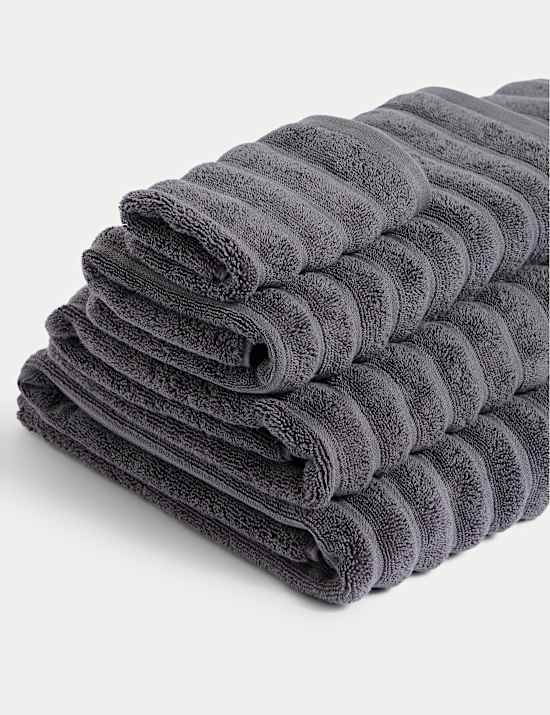 Pure Cotton Super Plush Ribbed Bath Towel
