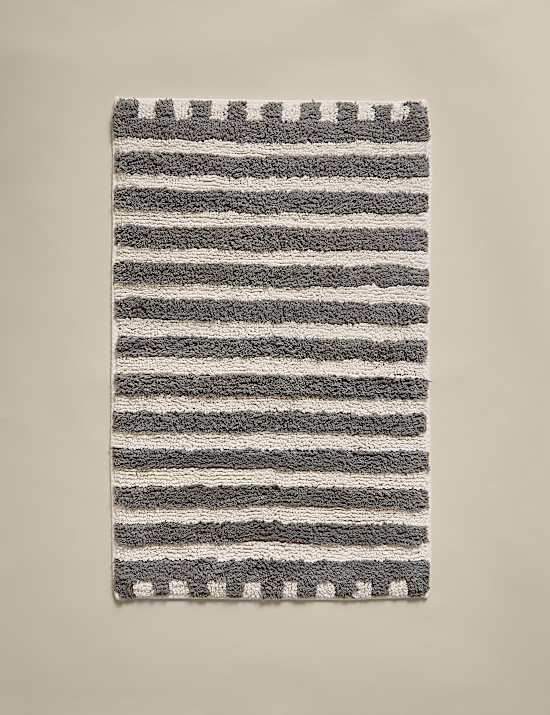 Pure Cotton Striped Tufted Bath Mat