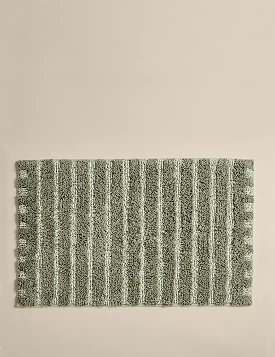 Pure Cotton Striped Tufted Bath Mat