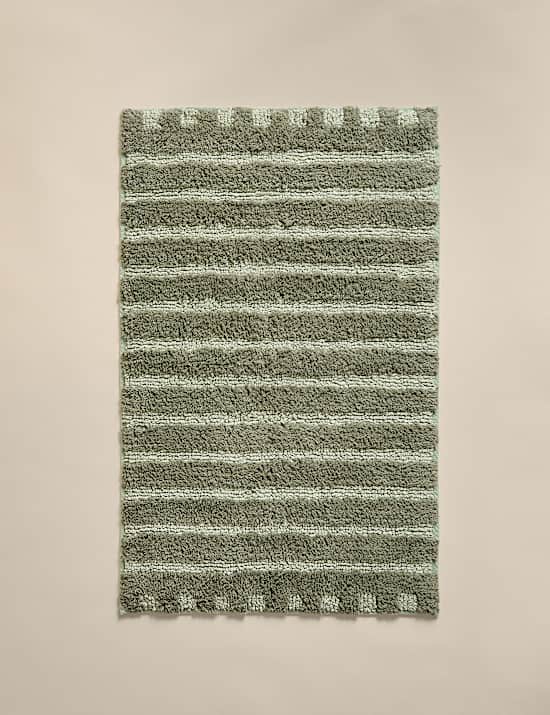 Pure Cotton Striped Tufted Bath Mat