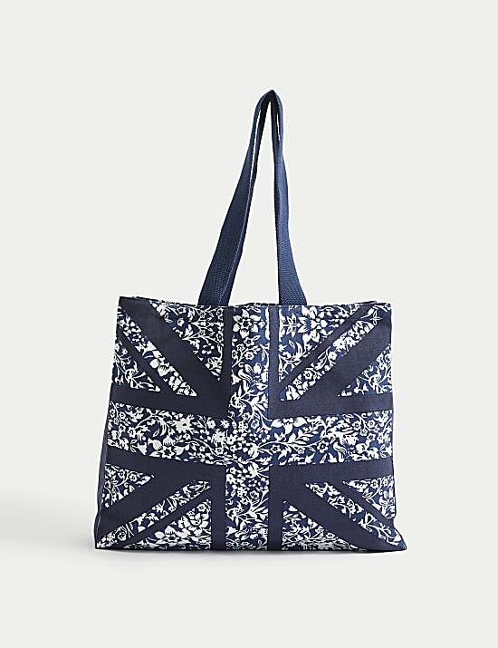 Marks Spencer Pure Cotton Union Jack Tote Bag Blue Mix 1 Size