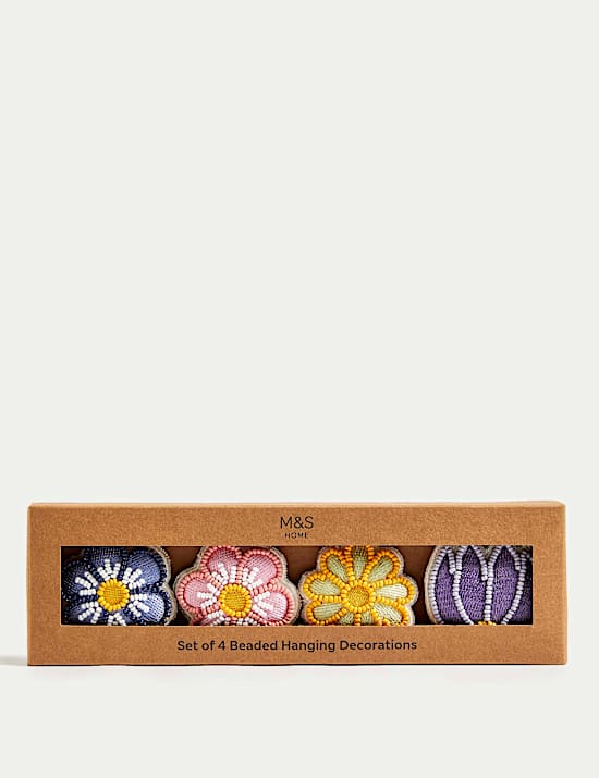 Set van 4 Hangende decoratie met bloemen en kralen
