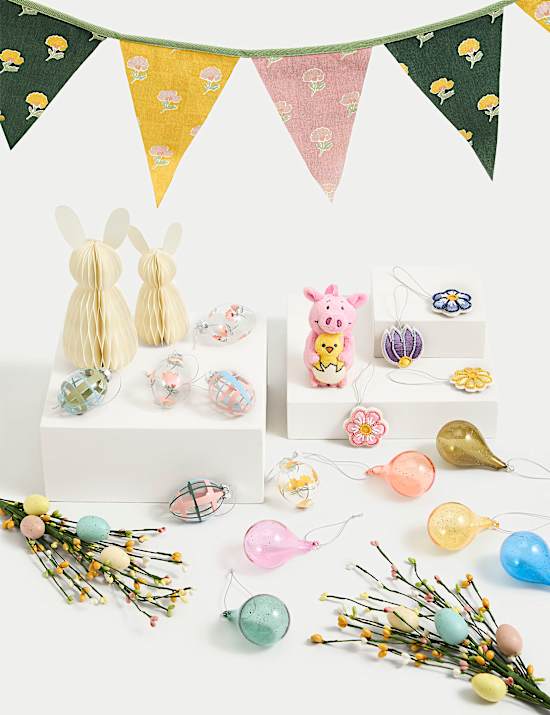 Set van 4 Hangende decoratie met bloemen en kralen