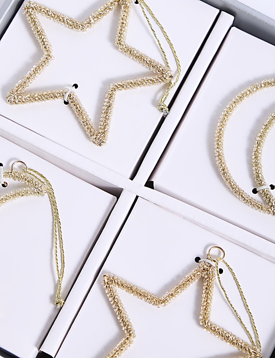 Κρεμαστά διακοσμητικά με πανσέληνο & αστέρια, σετ των 4