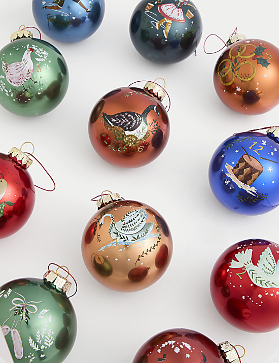 12 Days of Christmas Glass Baubles