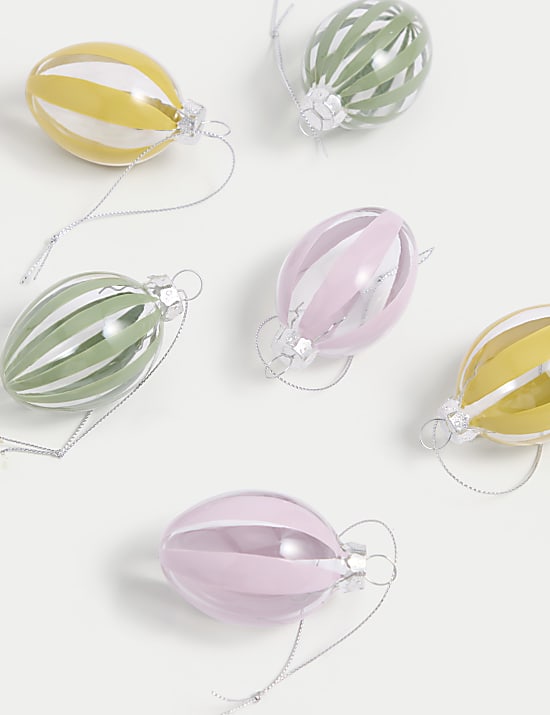 6pk Glass Hanging Egg Decorations
