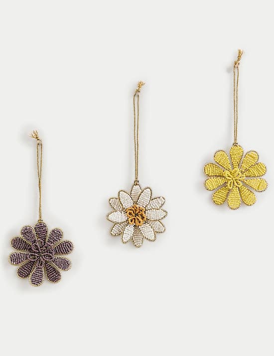 3pk Beaded Hanging Floral Decorations
