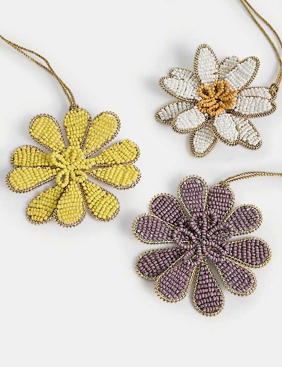 Set van 3 hangende decoratie met bloemen en kralen