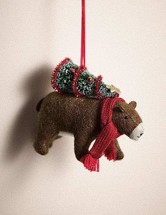 Felt Hanging Bear and Tree Decoration