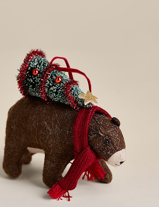 Felt Hanging Bear and Tree Decoration