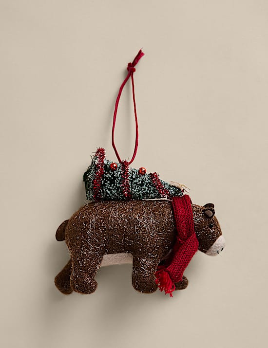 Felt Hanging Bear and Tree Decoration