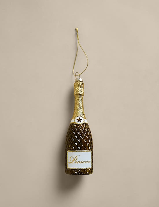 Glass Hanging Prosecco Bottle Tree Decoration