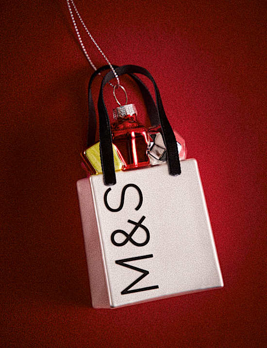 Glass Hanging M&S Shopping Bag Decoration