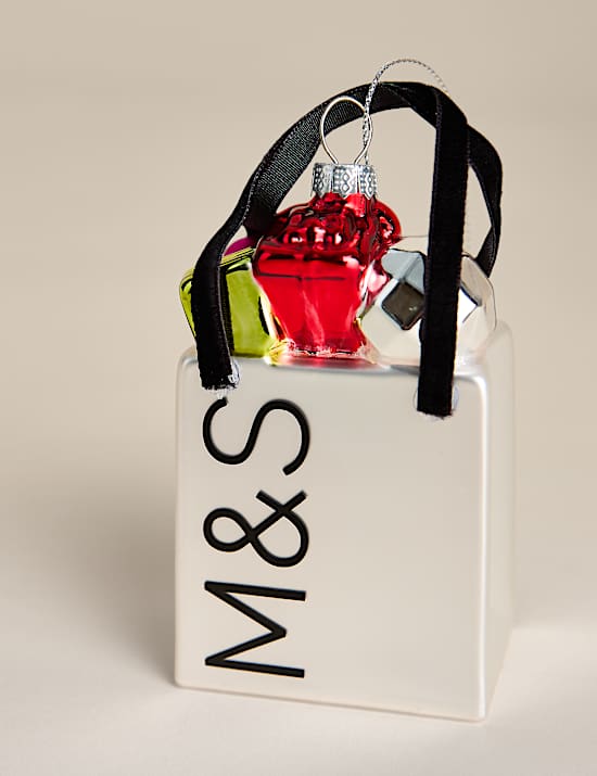 Glass Hanging M&S Shopping Bag Decoration