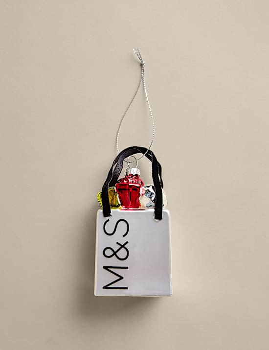 Glass Hanging M&S Shopping Bag Decoration