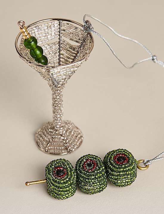 2 Pack Martini & Olives Hanging Decorations