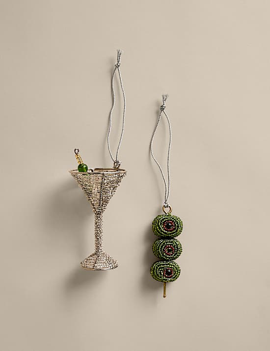 2 Pack Martini & Olives Hanging Decorations