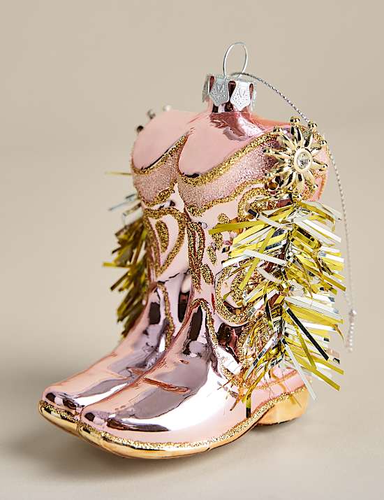 Glass Novelty Cowboy Boot Bauble