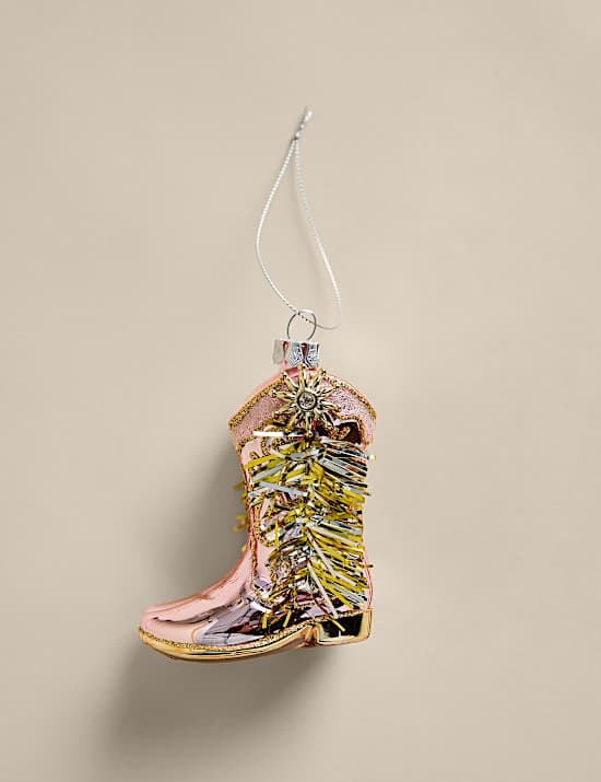 Glass Novelty Cowboy Boot Bauble