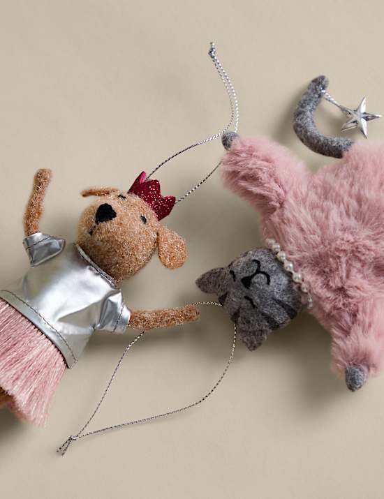 2 Pack Felt Party Cat and Dog Hanging Decorations