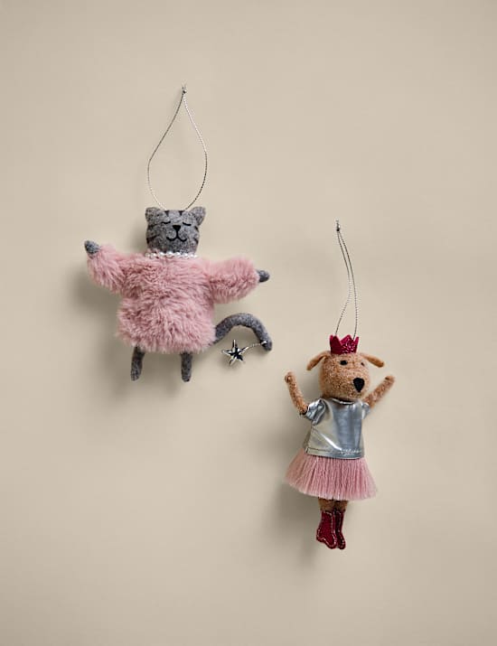 2 Pack Felt Party Cat and Dog Hanging Decorations