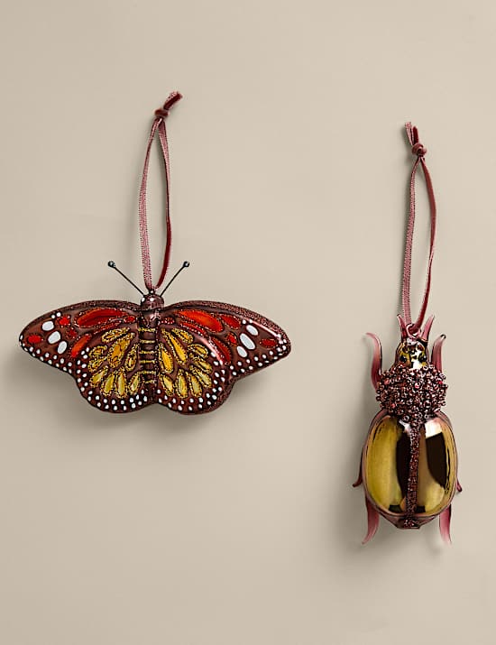 2 Pack Glass Insect Decorations