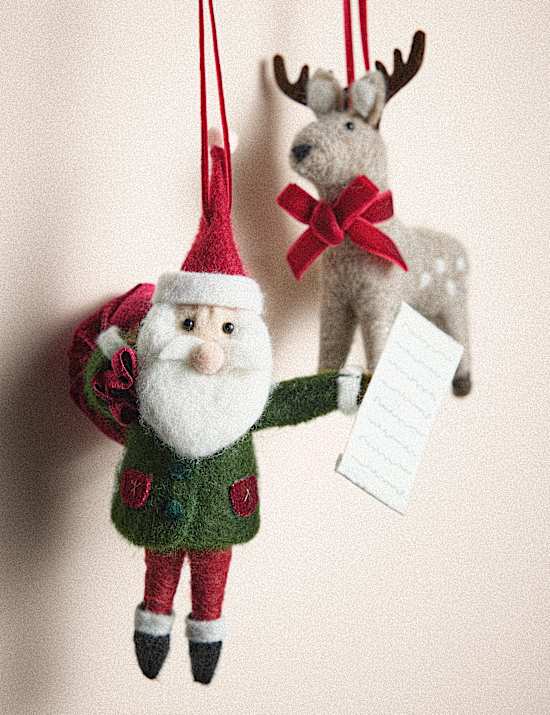 2 Pack Felt Father Christmas Hanging Ornaments