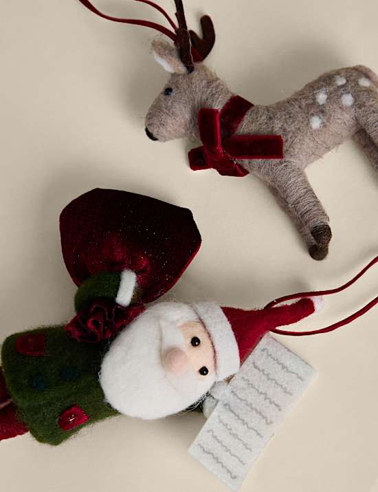 2 Pack Felt Father Christmas Hanging Ornaments