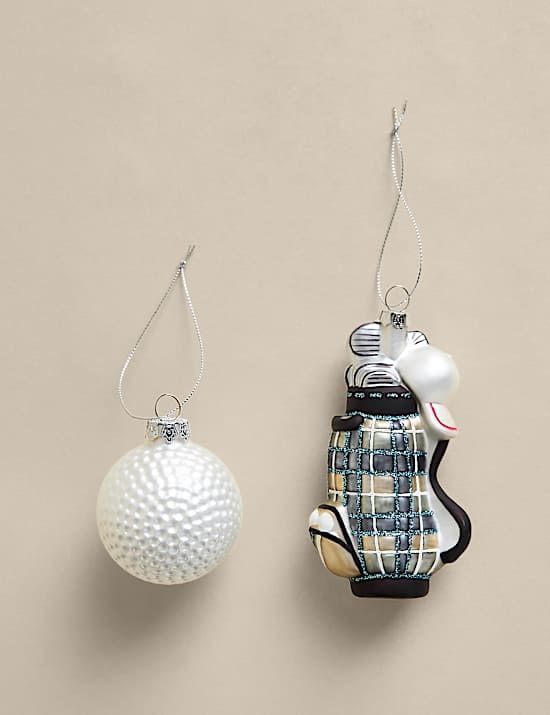 2 Pack Glass Hanging Golf Decorations