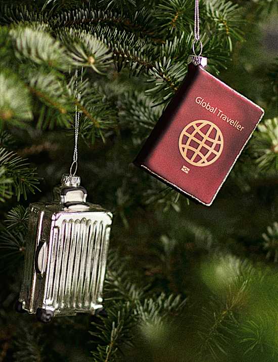 2 Pack Glass Hanging Travel Tree Decorations