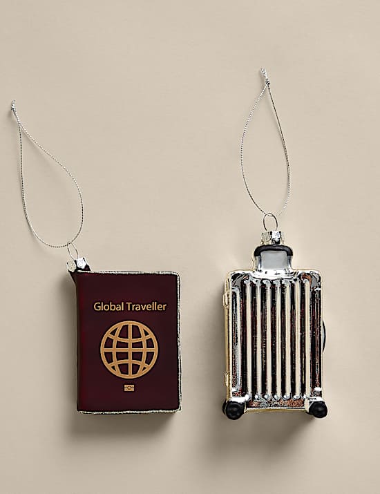 2 Pack Glass Hanging Travel Tree Decorations