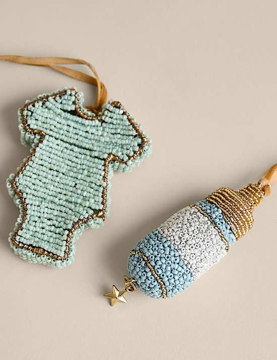 2 Pack Beaded New Baby Decorations