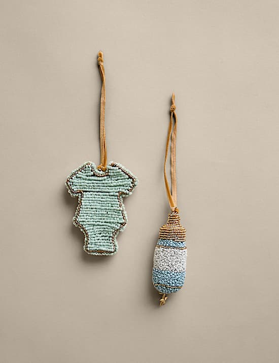 2 Pack Beaded New Baby Decorations