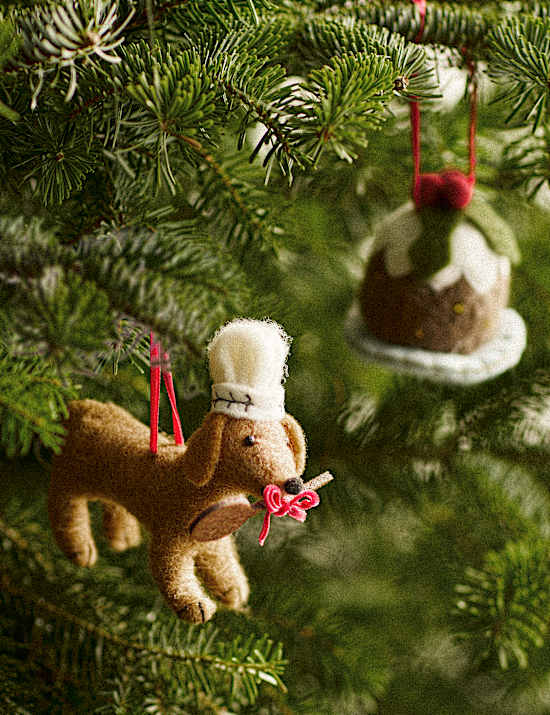 2 Pack Felt Hanging Dog Tree Decorations