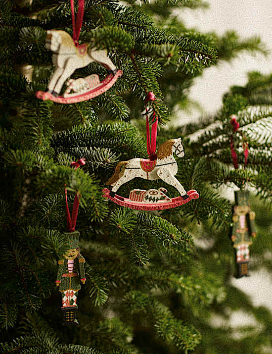 4 Pack Hanging Nutcracker and Horse Decorations