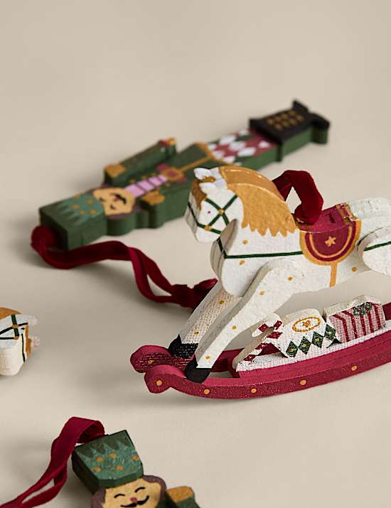 4 Pack Hanging Nutcracker and Horse Decorations