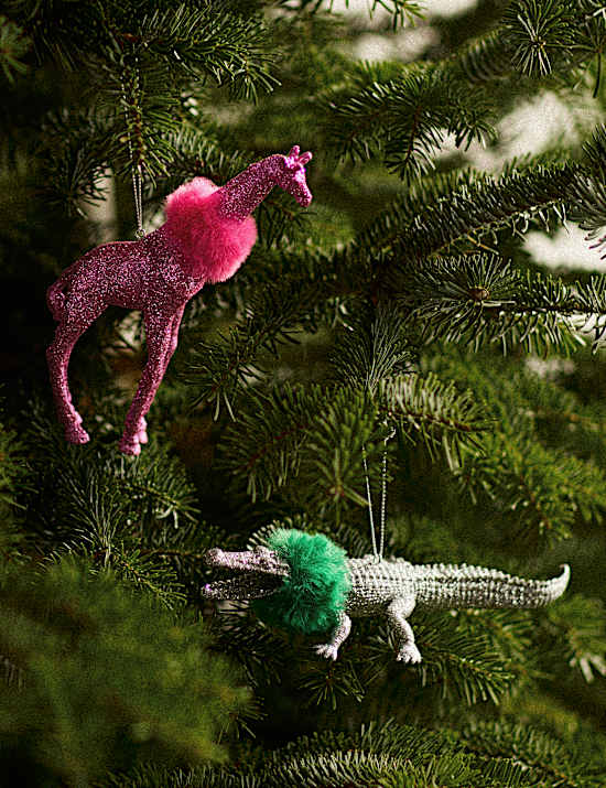 2 Pack Glitter Animals Hanging Decorations