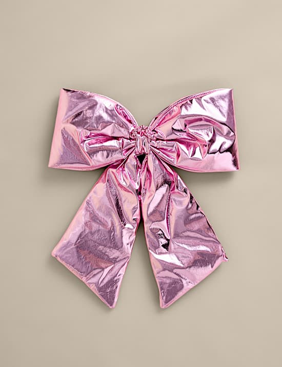 Pink Metallic Hanging Bow Decoration