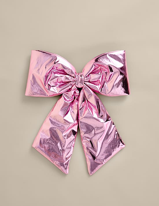 Pink Metallic Hanging Bow Decoration
