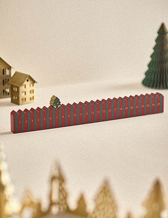 Wooden Stripe Tree Advent Calendar