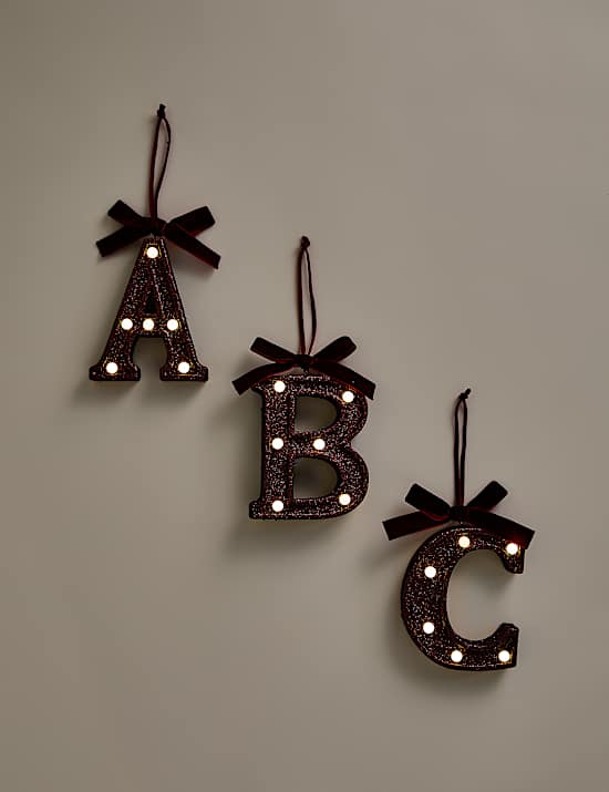 Red Hanging Pre-Lit Letter Tree Ornament