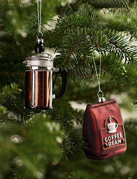 2 Pack Glass Hanging Coffee Decorations