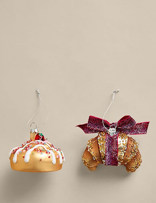 2 Pack Glass Bakery Hanging Decorations