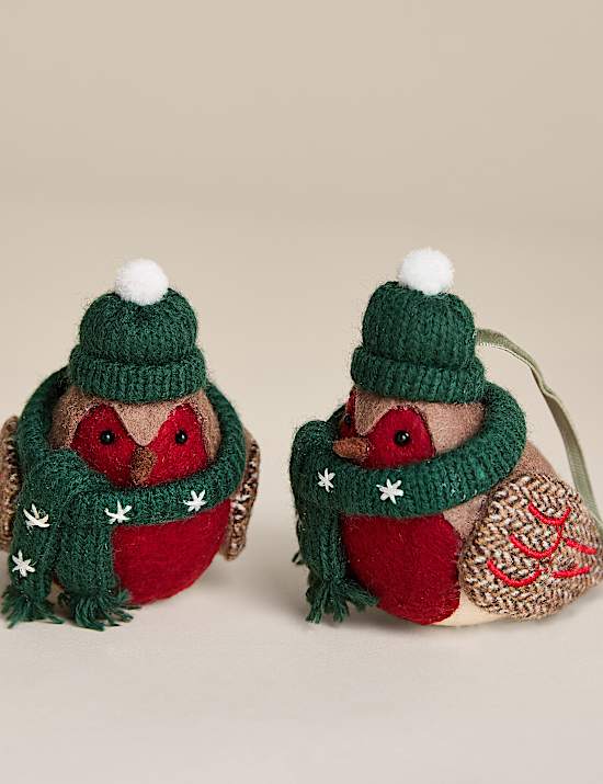 2 Pack Felt Robin Hanging Decorations