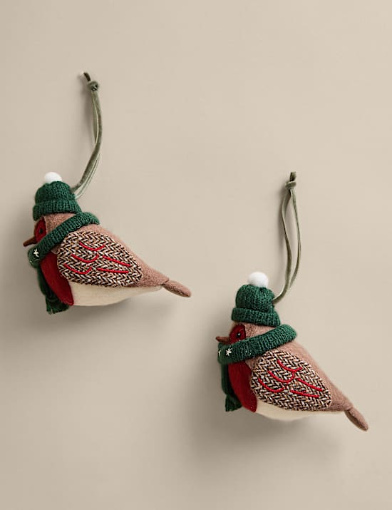 2 Pack Felt Robin Hanging Decorations