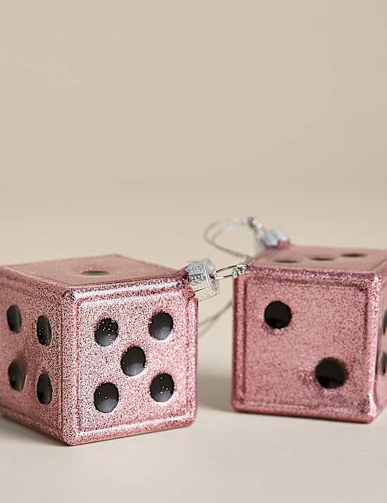 Pink Glass Hanging Cascading Dice Decoration