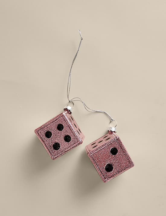 Pink Glass Hanging Cascading Dice Decoration