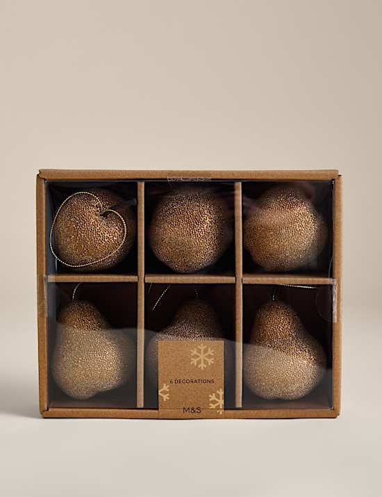 6 Pack Frosted Pear & Apple Baubles