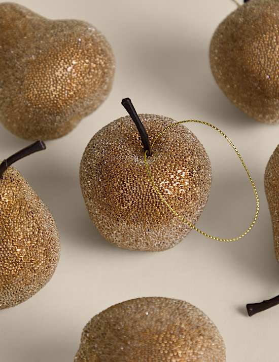 6 Pack Frosted Pear & Apple Baubles