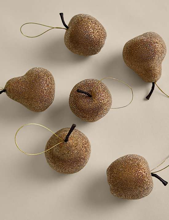 6 Pack Frosted Pear & Apple Baubles